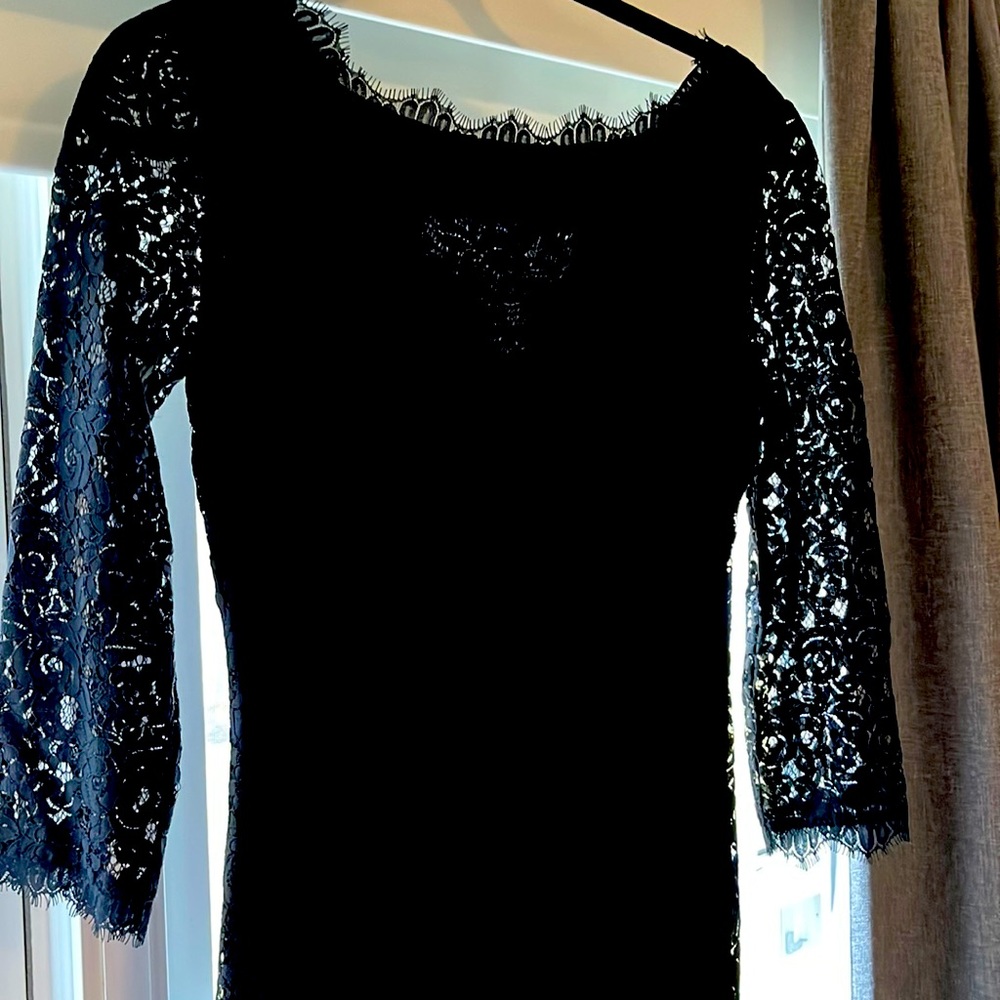 Black lace DVF Zarita dress